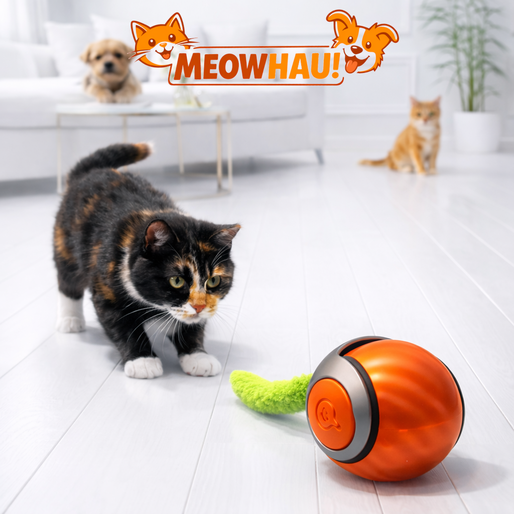 MeowHau™ | Inteligentna Piłka Interaktywna dla Kota (USB)