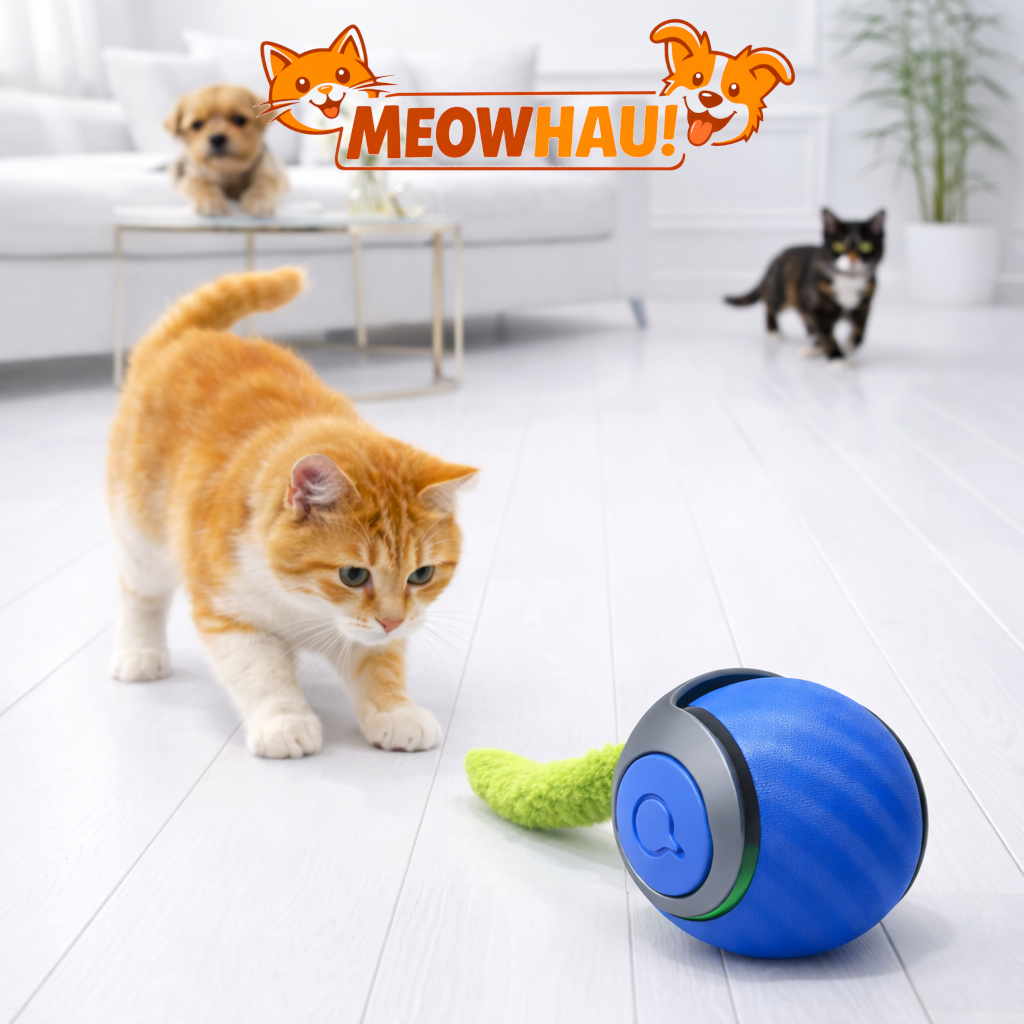 MeowHau™ | Inteligentna Piłka Interaktywna dla Kota (USB)